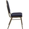 Flash Furniture HERCULES Series Dome Back Stacking Banquet Chair in Navy Patterned Fabric – Gold Frame(Navy Patterned Fabric/Gold Frame)