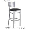 Flash Furniture HERCULES Series Silver Slat Back Metal Restaurant Barstool – Black Vinyl Seat(Black Vinyl Seat/Silver Frame)