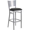 Flash Furniture HERCULES Series Silver Slat Back Metal Restaurant Barstool – Black Vinyl Seat(Black Vinyl Seat/Silver Frame)