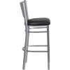 Flash Furniture HERCULES Series Silver Slat Back Metal Restaurant Barstool – Black Vinyl Seat(Black Vinyl Seat/Silver Frame)