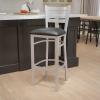 Flash Furniture HERCULES Series Silver Slat Back Metal Restaurant Barstool – Black Vinyl Seat(Black Vinyl Seat/Silver Frame)