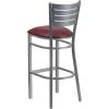 Flash Furniture HERCULES Series Silver Slat Back Metal Restaurant Barstool – Black Vinyl Seat(Burgundy Vinyl Seat/Silver Frame)