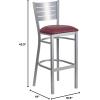 Flash Furniture HERCULES Series Silver Slat Back Metal Restaurant Barstool – Black Vinyl Seat(Burgundy Vinyl Seat/Silver Frame)