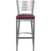 Flash Furniture HERCULES Series Silver Slat Back Metal Restaurant Barstool – Black Vinyl Seat(Burgundy Vinyl Seat/Silver Frame)