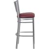 Flash Furniture HERCULES Series Silver Slat Back Metal Restaurant Barstool – Black Vinyl Seat(Burgundy Vinyl Seat/Silver Frame)