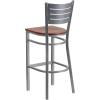 Flash Furniture HERCULES Series Silver Slat Back Metal Restaurant Barstool – Black Vinyl Seat(Cherry Wood Seat/Silver Frame)