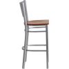 Flash Furniture HERCULES Series Silver Slat Back Metal Restaurant Barstool – Black Vinyl Seat(Cherry Wood Seat/Silver Frame)