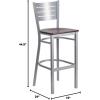 Flash Furniture HERCULES Series Silver Slat Back Metal Restaurant Barstool – Black Vinyl Seat(Mahogany Wood Seat/Silver Frame)