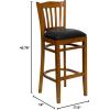 Flash Furniture HERCULES Series Vertical Slat Back Natural Wood Restaurant Barstool(Black Vinyl Seat/Cherry Wood Frame)