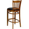 Flash Furniture HERCULES Series Vertical Slat Back Natural Wood Restaurant Barstool(Black Vinyl Seat/Cherry Wood Frame)