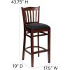 Flash Furniture HERCULES Series Vertical Slat Back Natural Wood Restaurant Barstool(Black Vinyl Seat/Mahogany Wood Frame)
