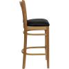 Flash Furniture HERCULES Series Vertical Slat Back Natural Wood Restaurant Barstool(Black Vinyl Seat/Natural Wood Frame)