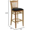 Flash Furniture HERCULES Series Vertical Slat Back Natural Wood Restaurant Barstool(Black Vinyl Seat/Natural Wood Frame)