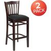 Flash Furniture HERCULES Series Vertical Slat Back Natural Wood Restaurant Barstool(Black Vinyl Seat/Walnut Wood Frame)