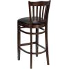 Flash Furniture HERCULES Series Vertical Slat Back Natural Wood Restaurant Barstool(Black Vinyl Seat/Walnut Wood Frame)