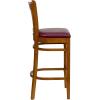 Flash Furniture HERCULES Series Vertical Slat Back Natural Wood Restaurant Barstool(Burgundy Vinyl Seat/Cherry Wood Frame)