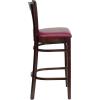 Flash Furniture HERCULES Series Vertical Slat Back Natural Wood Restaurant Barstool(Burgundy Vinyl Seat/Walnut Wood Frame)