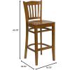 Flash Furniture HERCULES Series Vertical Slat Back Natural Wood Restaurant Barstool(Cherry Wood Seat/Cherry Wood Frame)