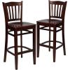 Flash Furniture HERCULES Series Vertical Slat Back Natural Wood Restaurant Barstool(Mahogany Wood Seat/Mahogany Wood Frame)