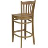 Flash Furniture HERCULES Series Vertical Slat Back Natural Wood Restaurant Barstool(Natural Wood Seat/Natural Wood Frame)