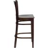 Flash Furniture HERCULES Series Vertical Slat Back Natural Wood Restaurant Barstool(Walnut Wood Seat/Walnut Wood Frame)