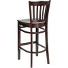 Flash Furniture HERCULES Series Vertical Slat Back Natural Wood Restaurant Barstool(Walnut Wood Seat/Walnut Wood Frame)