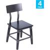 Flash Furniture Jackson Commercial Industrial Wood Dining Chair, Solid Beechwood Frame, Support Bar, Set of 2, Black(Black)