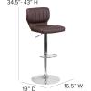 Flash Furniture Jeremy Contemporary White Vinyl Adjustable Height Barstool with Vertical Stitch Back and Chrome Base(Brown Vinyl)