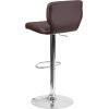 Flash Furniture Jeremy Contemporary White Vinyl Adjustable Height Barstool with Vertical Stitch Back and Chrome Base(Brown Vinyl)