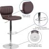 Flash Furniture Jeremy Contemporary White Vinyl Adjustable Height Barstool with Vertical Stitch Back and Chrome Base(Brown Vinyl)