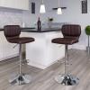Flash Furniture Jeremy Contemporary White Vinyl Adjustable Height Barstool with Vertical Stitch Back and Chrome Base(Brown Vinyl)