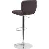 Flash Furniture Jeremy Contemporary White Vinyl Adjustable Height Barstool with Vertical Stitch Back and Chrome Base(Charcoal Fabric)