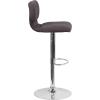 Flash Furniture Jeremy Contemporary White Vinyl Adjustable Height Barstool with Vertical Stitch Back and Chrome Base(Charcoal Fabric)