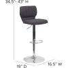 Flash Furniture Jeremy Contemporary White Vinyl Adjustable Height Barstool with Vertical Stitch Back and Chrome Base(Charcoal Fabric)