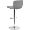 Flash Furniture Jeremy Contemporary White Vinyl Adjustable Height Barstool with Vertical Stitch Back and Chrome Base(Gray Fabric)