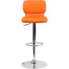 Flash Furniture Jeremy Contemporary White Vinyl Adjustable Height Barstool with Vertical Stitch Back and Chrome Base(Orange Vinyl)