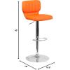 Flash Furniture Jeremy Contemporary White Vinyl Adjustable Height Barstool with Vertical Stitch Back and Chrome Base(Orange Vinyl)