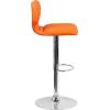 Flash Furniture Jeremy Contemporary White Vinyl Adjustable Height Barstool with Vertical Stitch Back and Chrome Base(Orange Vinyl)