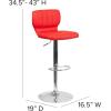 Flash Furniture Jeremy Contemporary White Vinyl Adjustable Height Barstool with Vertical Stitch Back and Chrome Base(Red Vinyl)