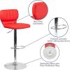 Flash Furniture Jeremy Contemporary White Vinyl Adjustable Height Barstool with Vertical Stitch Back and Chrome Base(Red Vinyl)
