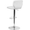 Flash Furniture Jeremy Contemporary White Vinyl Adjustable Height Barstool with Vertical Stitch Back and Chrome Base(White Vinyl)