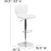 Flash Furniture Jeremy Contemporary White Vinyl Adjustable Height Barstool with Vertical Stitch Back and Chrome Base(White Vinyl)