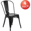 Flash Furniture Luke Commercial Grade 4 Pack Black Metal Indoor-Outdoor Stackable Chair