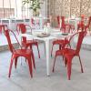 Flash Furniture Luke Commercial Grade 4 Pack Red Metal Indoor-Outdoor Stackable Chair