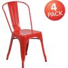 Flash Furniture Luke Commercial Grade 4 Pack Red Metal Indoor-Outdoor Stackable Chair