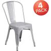Flash Furniture Luke Commercial Grade 4 Pack Silver Metal Indoor-Outdoor Stackable Chair