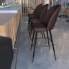 Flash Furniture Lyla Commercial Grade Modern Armless Barstools – Black LeatherSoft Upholstery – 30″ Barstool – Contoured Backrest – Steel Frame & Footrest – Set of 2(Brown Leathersoft)
