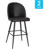 Flash Furniture Lyla Commercial Grade Modern Armless Barstools – Black LeatherSoft Upholstery – 30″ Barstool – Contoured Backrest – Steel Frame & Footrest – Set of 2(Black Leathersoft)