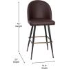 Flash Furniture Lyla Commercial Grade Modern Armless Barstools – Black LeatherSoft Upholstery – 30″ Barstool – Contoured Backrest – Steel Frame & Footrest – Set of 2(Brown Leathersoft)