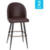 Flash Furniture Lyla Commercial Grade Modern Armless Barstools – Black LeatherSoft Upholstery – 30″ Barstool – Contoured Backrest – Steel Frame & Footrest – Set of 2(Brown Leathersoft)